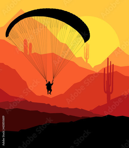 Paragliding vector background landscape concept vector