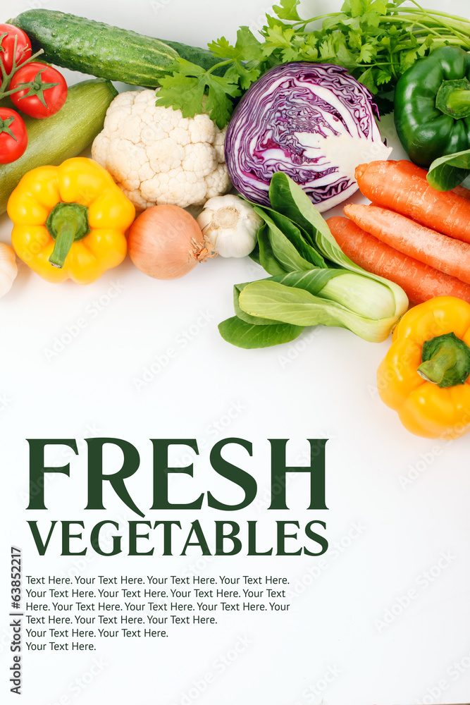 Obraz premium Vegetables close-up with space for text.