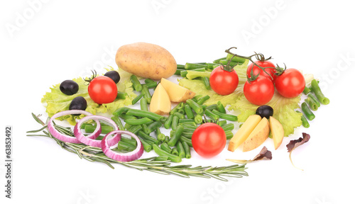 Various sliced vegetables.