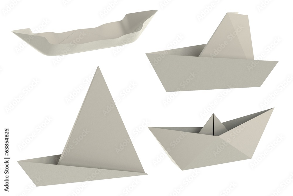 realistic 3d render of origami ships realistic 3d render of origami ships