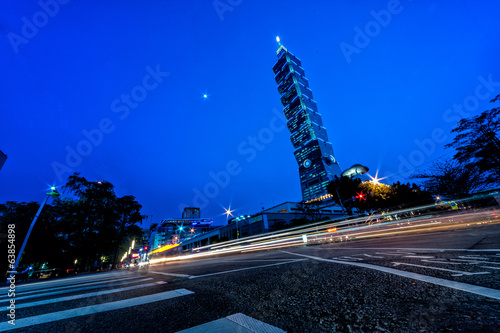 Taipei 101 by night, Taipei, Taiwan photo