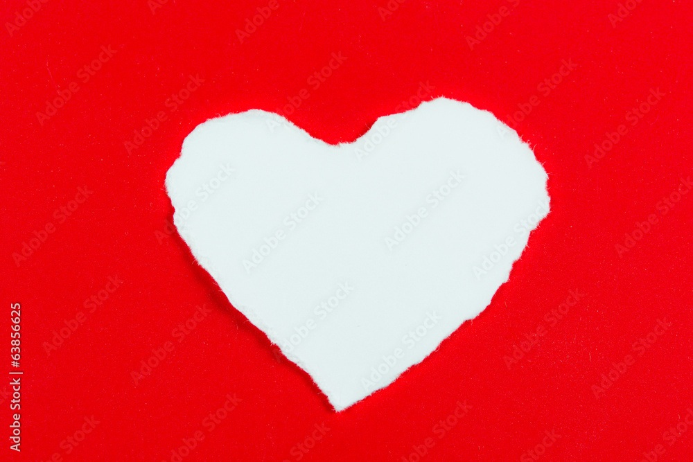 Heart shaped rip paper white