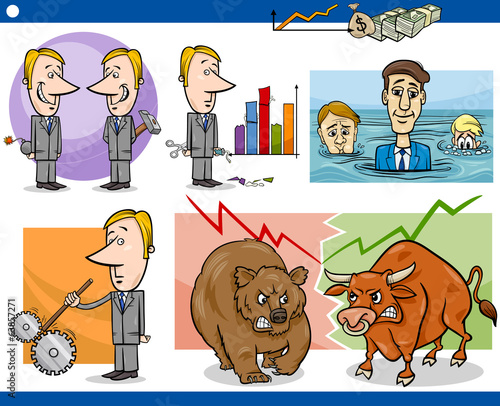 businessmen cartoon concepts set