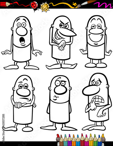 cartoon emotions set for coloring book