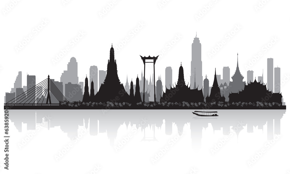 Obraz premium Sylwetka panoramę miasta Bangkok Tajlandia