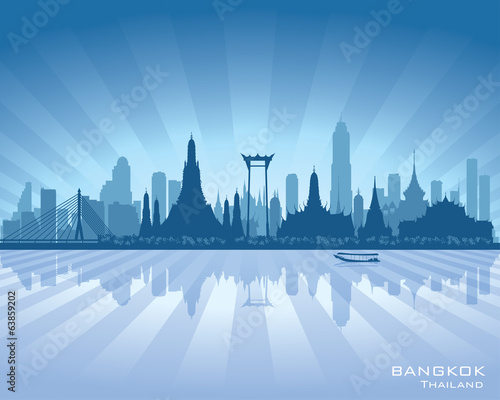 Bangkok Thailand city skyline vector silhouette