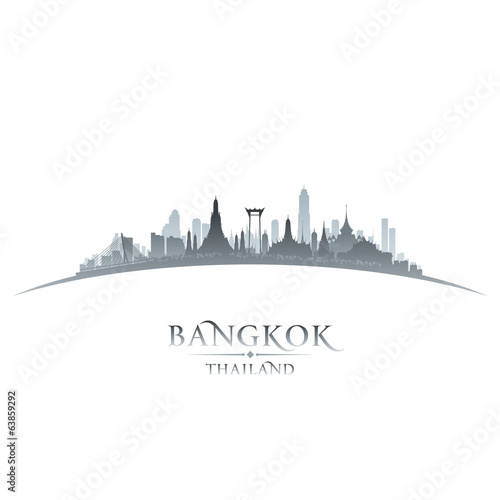 Bangkok Thailand city skyline silhouette white background