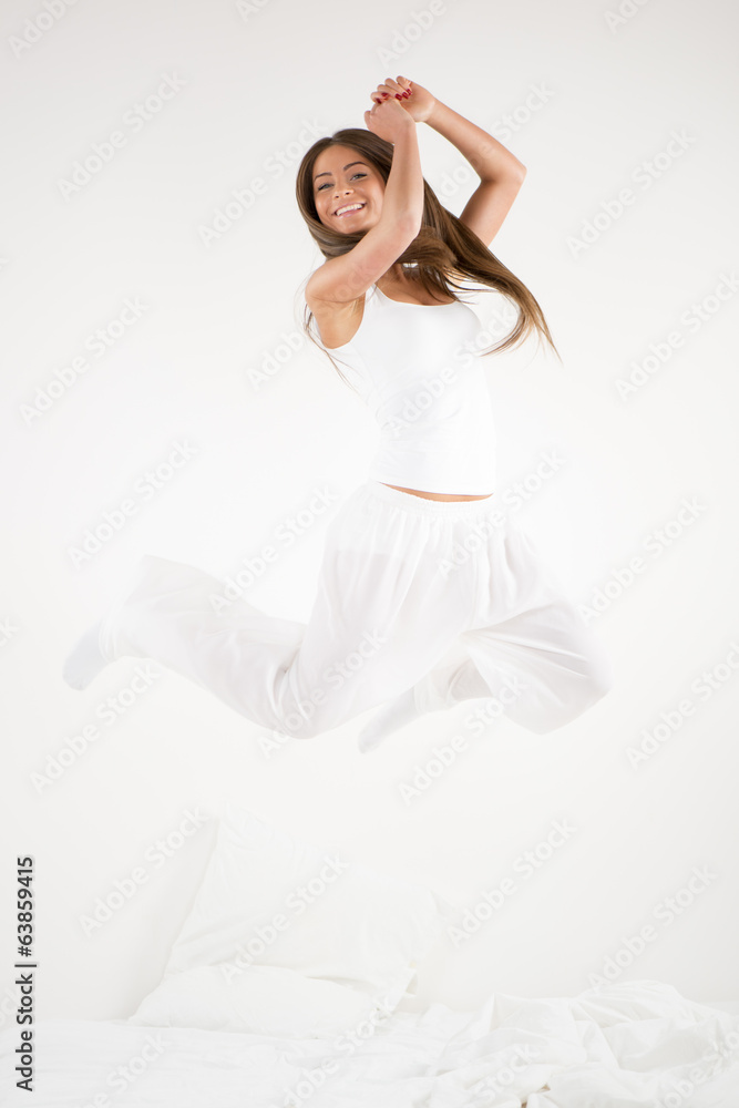 Happy girl jumping Happy girl jumping