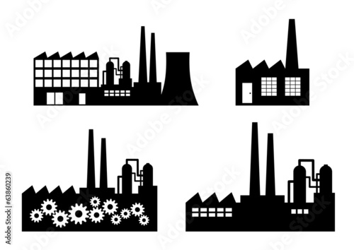 Factory icons on white background
