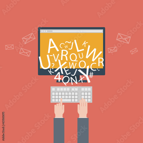 blogging and writing for website, email. Vector illustration,