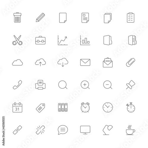 Stroke office icon set