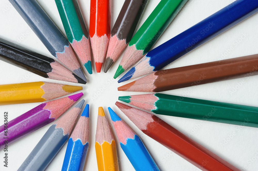Group of color pencils on light background Group of color pencils on light background