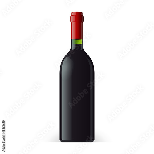 Wine Bottle On White Background Isolated