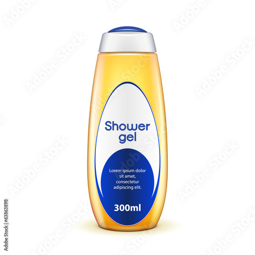 Oil Shower Gel Bottle Of Shampoo Yellow With Label