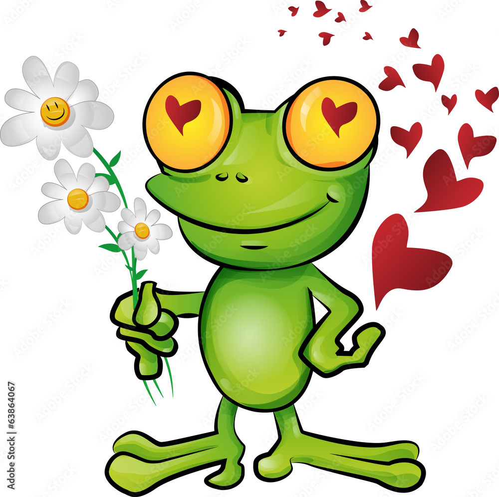 Naklejka premium frog cartoon in love