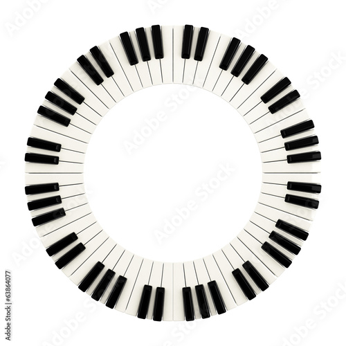 Piano keys circle, 3d