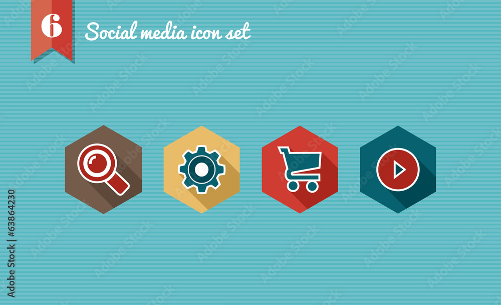 Social media flat icons set collection