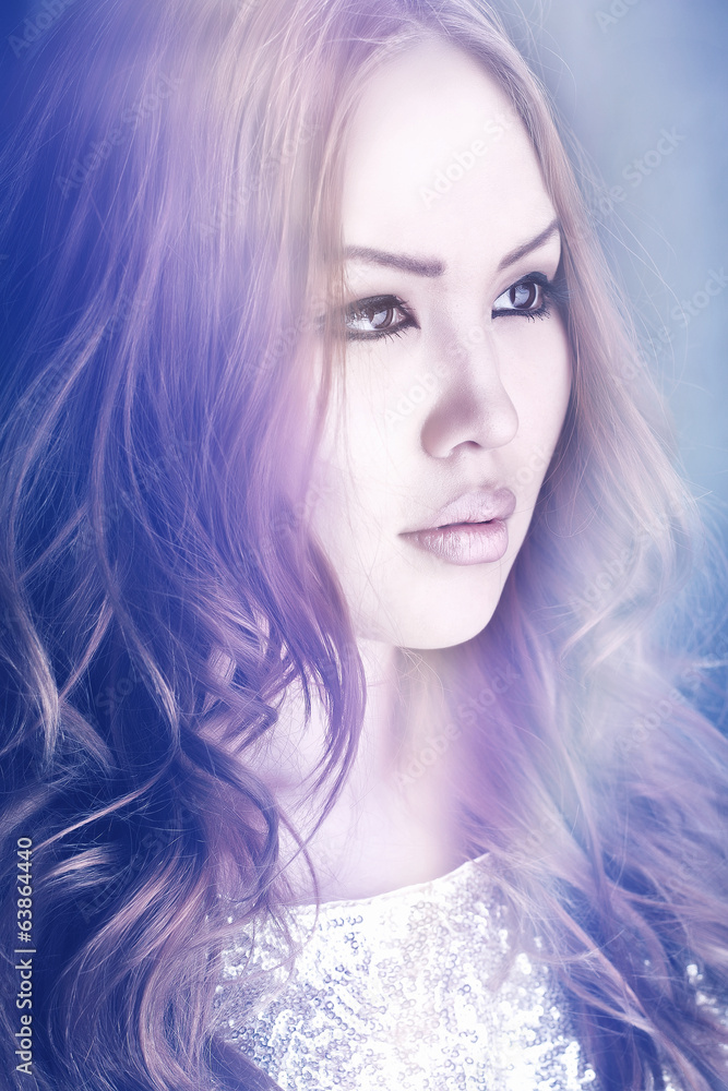 asian woman portrait, red hair asian woman portrait, red hair