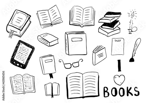 Set of books doodles