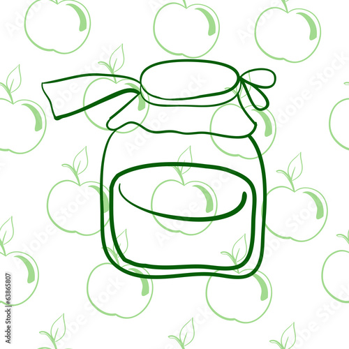 glass jar on the background of apples?
