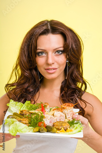 woman with food