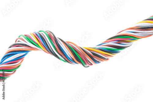 muti-color electronic wire isolated on white background
