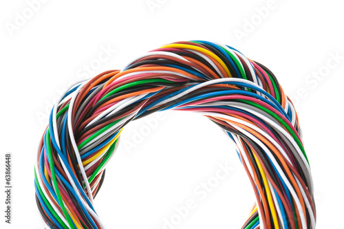 muti-color electronic wire isolated on white background