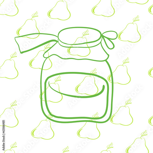 glass jar on the background of pears?