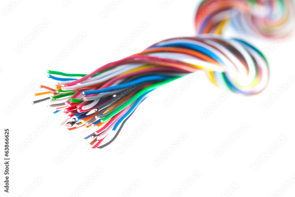 muti-color electronic wire on white background muti-color electronic wire on white background