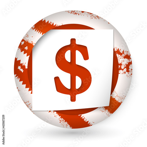 red abstract icon with paper and dollar sign