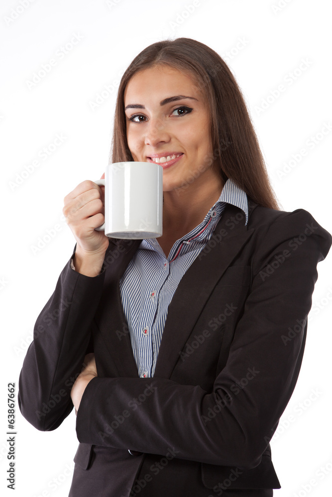 Young business woman with a tea cup Young business woman with a tea cup