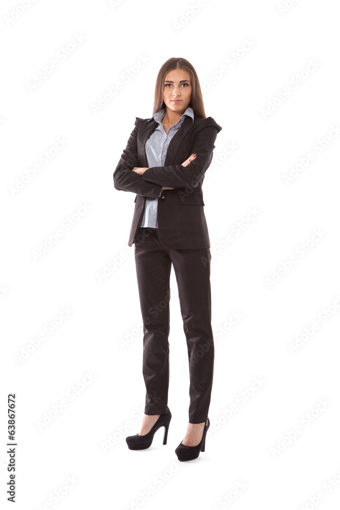 Business woman arms folded isolated on white Business woman arms folded isolated on white