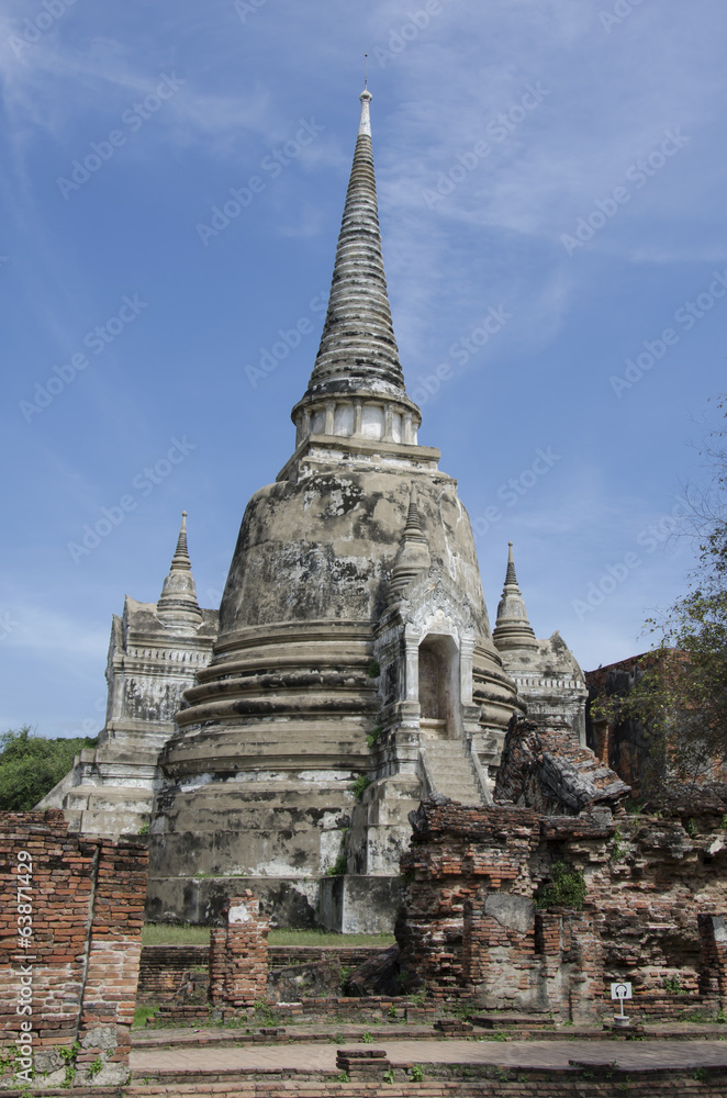 Ancient pagoda at Wat Phra Si Sanphet in Ayutthaya, Thailand