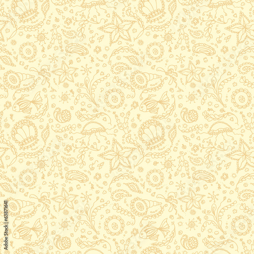 Seamless pattern or background with abstract marine world