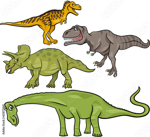 prehistoric dinosaurs cartoon set