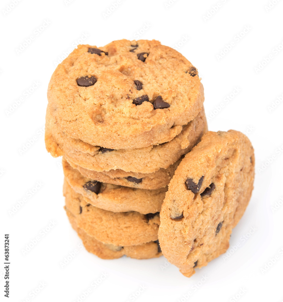 Chocolate chip cookies isolated on white background. Chocolate chip cookies isolated on white background.