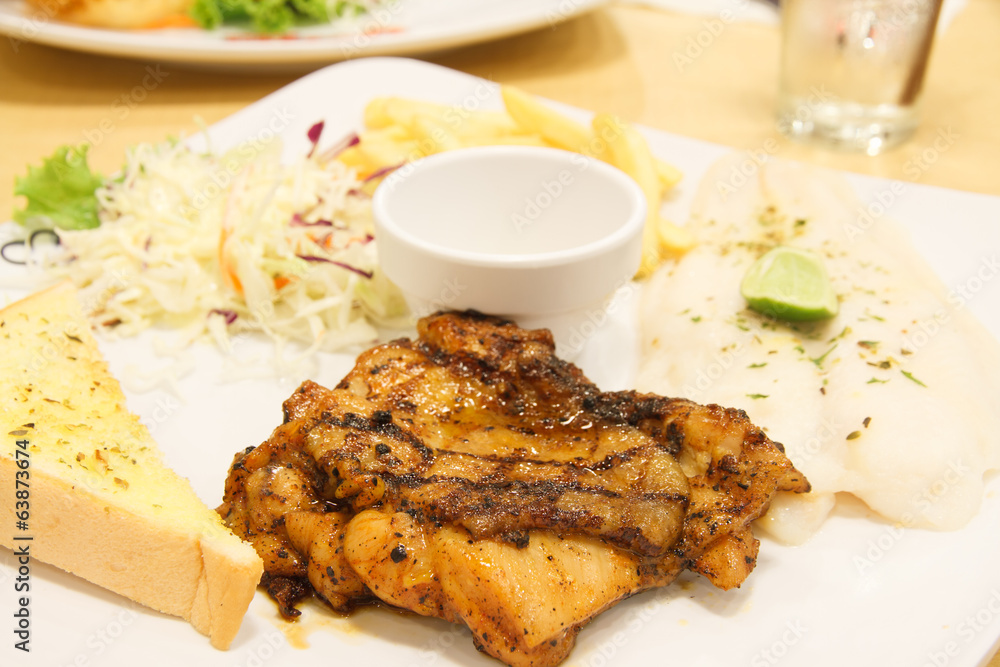 Steak fish and chicken Steak fish and chicken