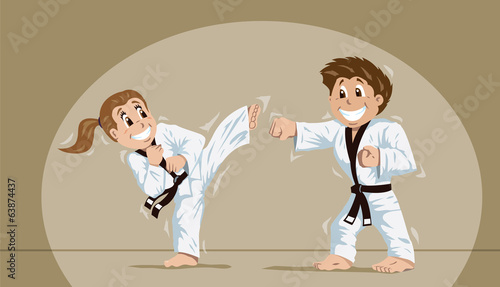 Kids practicing martial arts