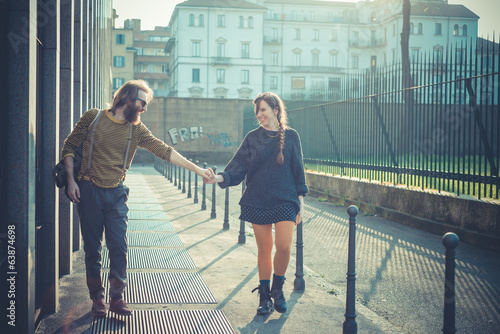 young modern stylish couple urban photo