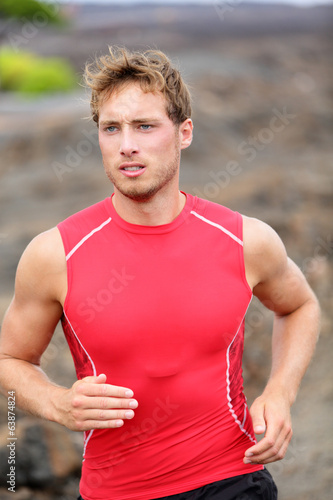 Running man - male runner closeup