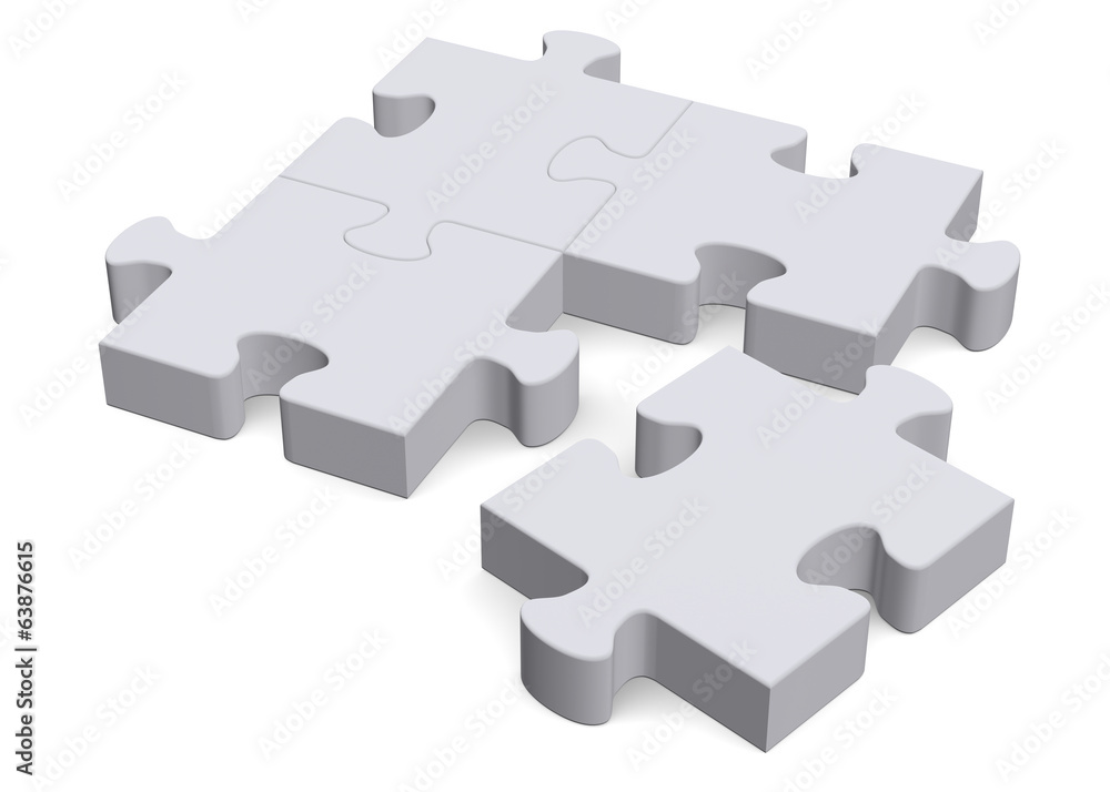 3d puzzle with missing piece on white, perspective 3d puzzle with missing piece on white, perspective