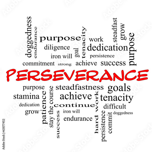 Perseverance Word Cloud Concept in red caps
