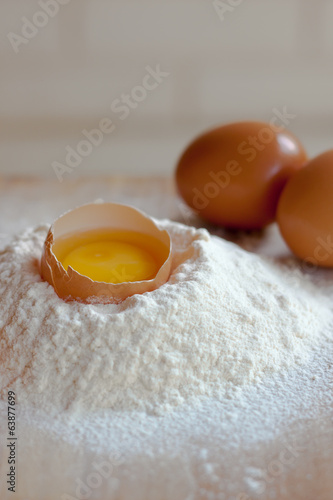 Eggs and flour on the table