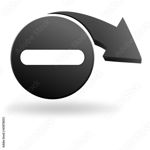 signe négatif sur symbole noir