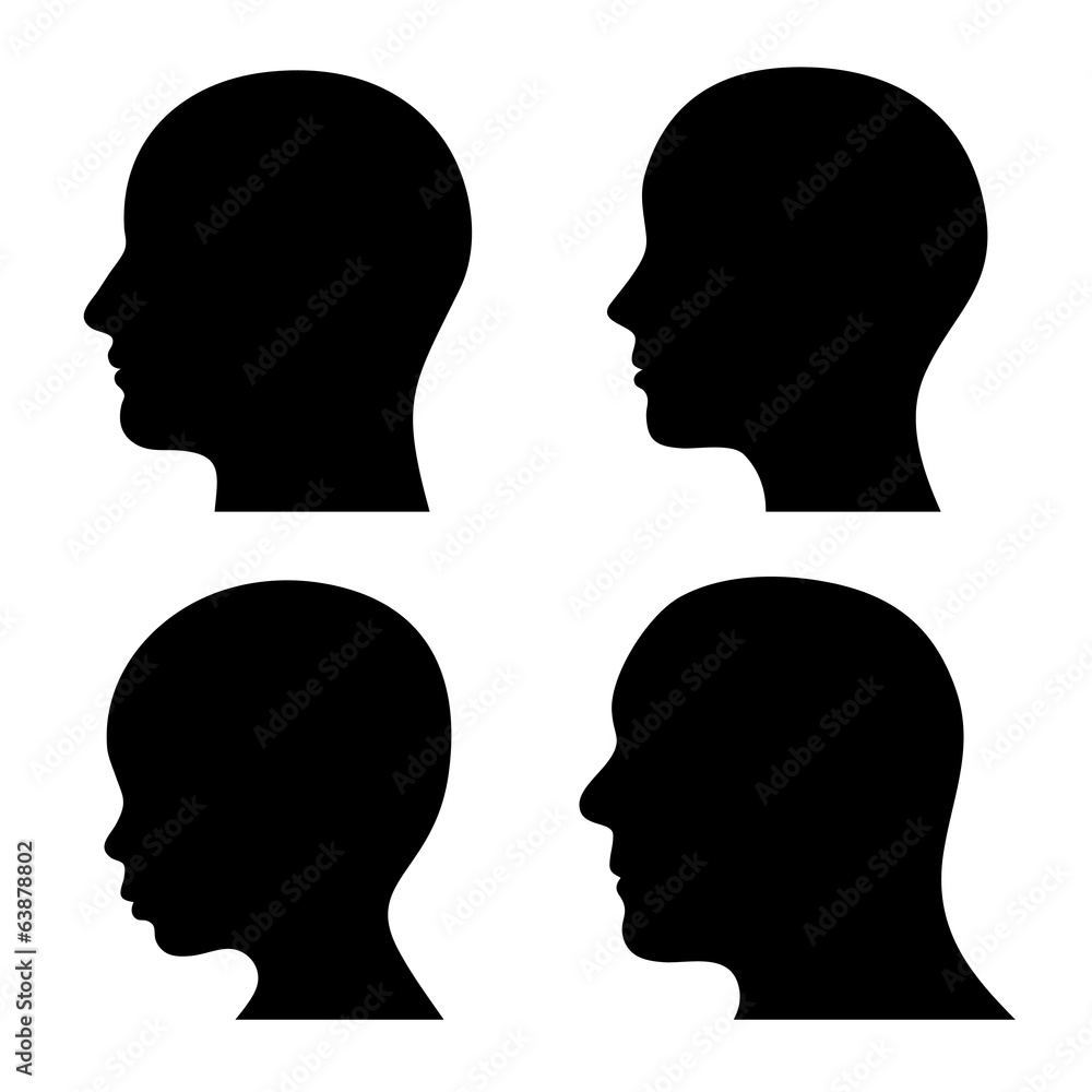 People Profile Head Silhouettes Set. Vector