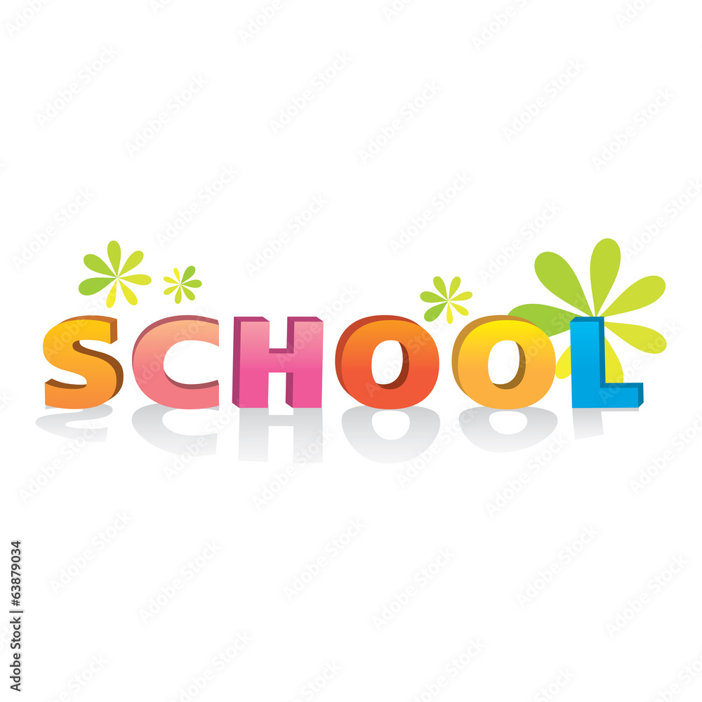 Fototapeta premium 3d bevel cartoon text school typographic elements vintage isolat