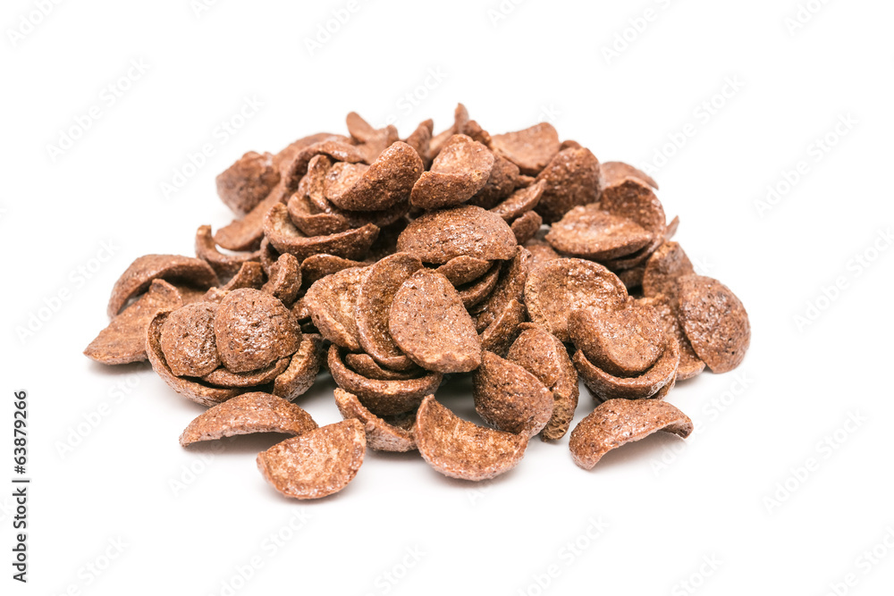 Chocolate Corn Flakes Isolated On White Chocolate Corn Flakes Isolated On White