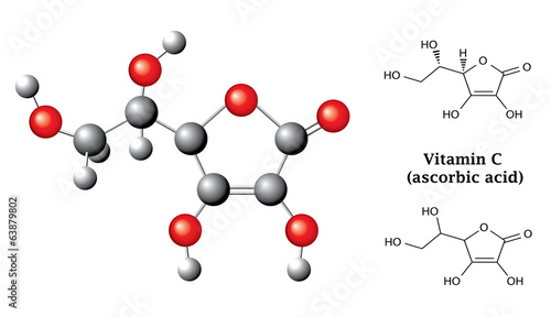 Structural chemical formulas of ascorbic acid (vitamin C)