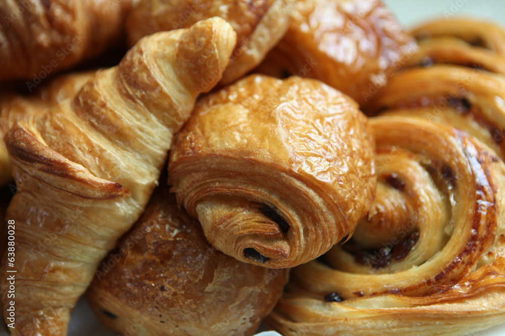 Pile of croissants and danish