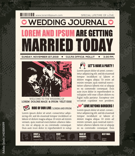Newspaper Wedding Invitation Design Template